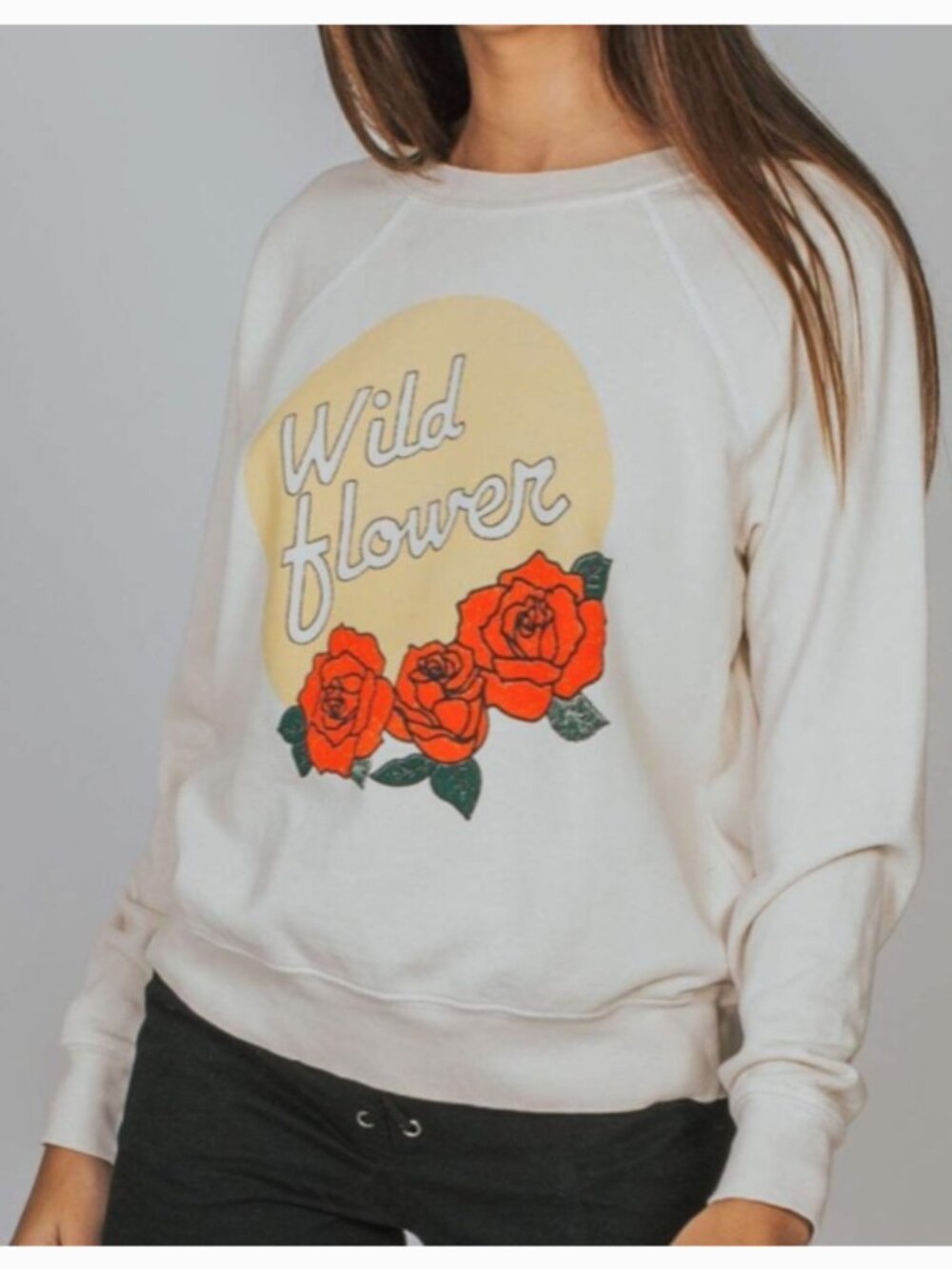 Mate The Label Wild Flower Raglan Sweatshirt Roses Crewneck Cotton Size Large